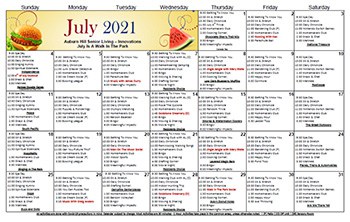 July Memory Care Calendar