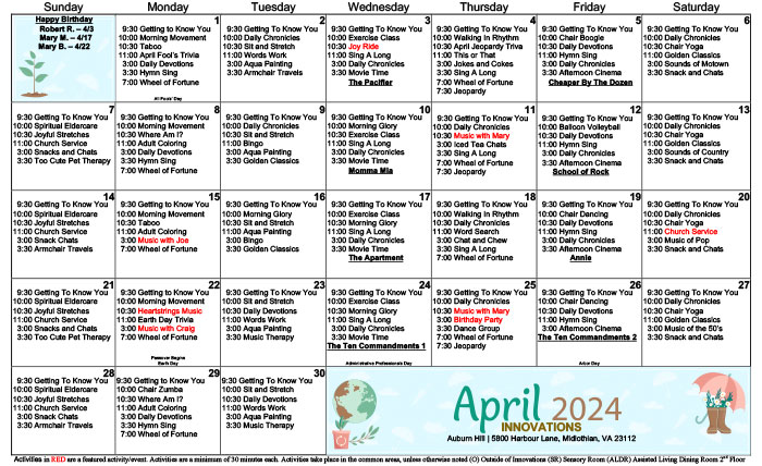 April Innovations Calendar